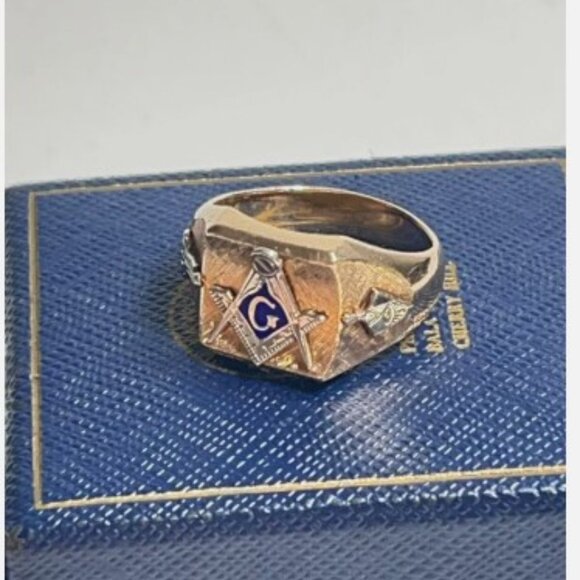 Stamped 14k Yellow Gold Ancient Crafted “G” Symbol Band Ring Size 8.75 - 12.2g - Picture 5 of 8